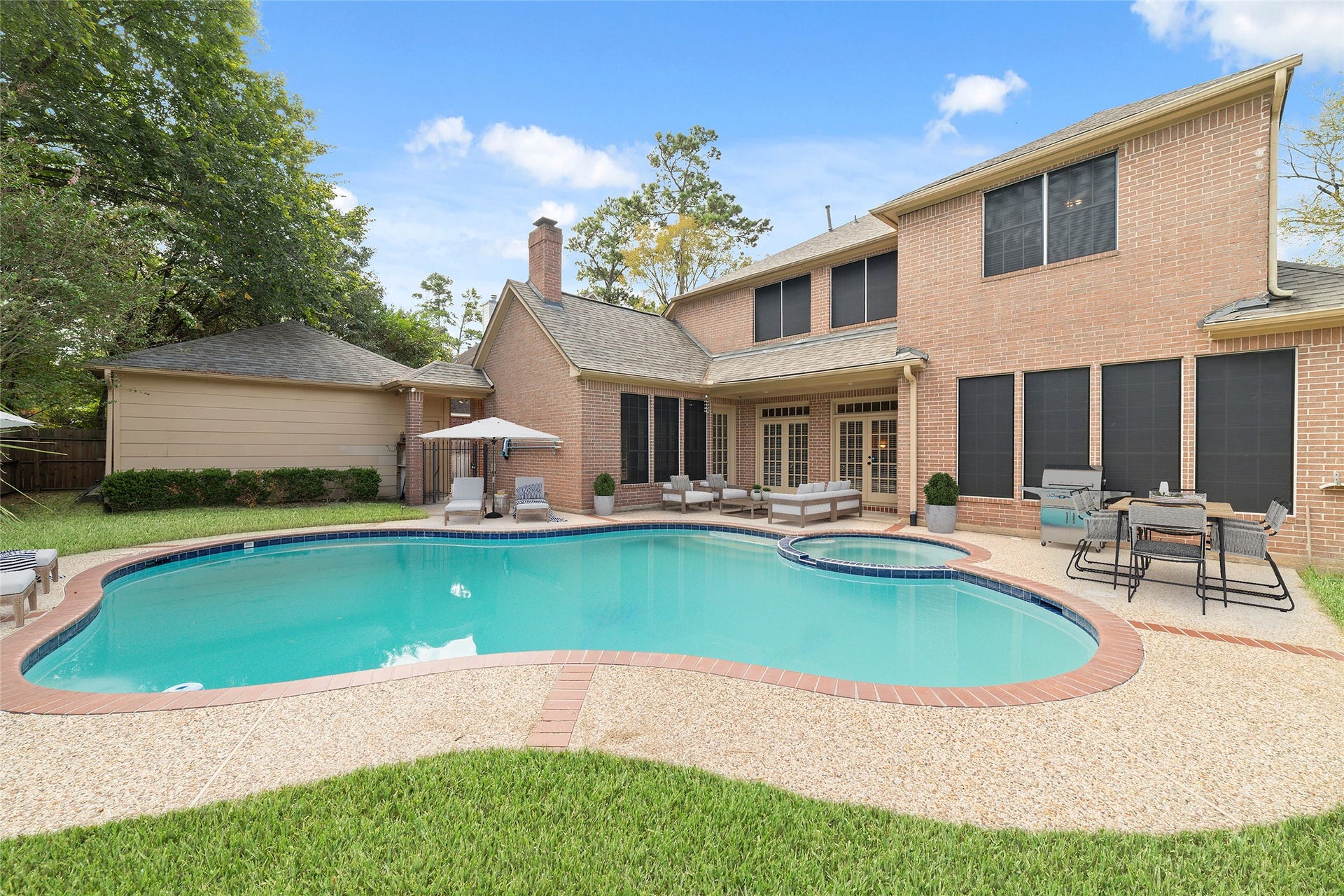 16114 Lafone Drive, Spring, TX 77379 Enjoy your own backyard oasis with a sparkling pool and relaxing spa, surrounded by plenty of patio space for lounging or entertaining.