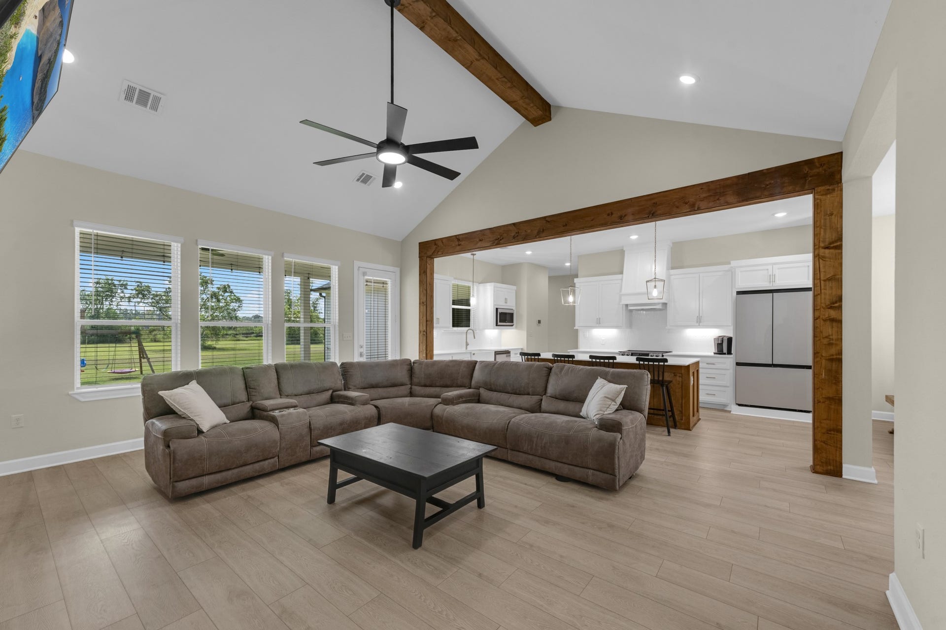 22694 Brook Forest Road, New Caney, TX 77357 Open-concept living at its best! Family room flows seamlessly into the kitchen & dining areas.
