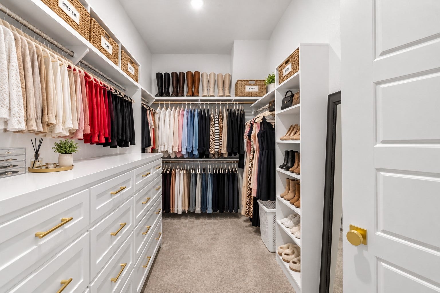 22694 Brook Forest Road, New Caney, TX 77357 MASSIVE primary closet with custom drawers, shelving, hanging space & shoe storage!