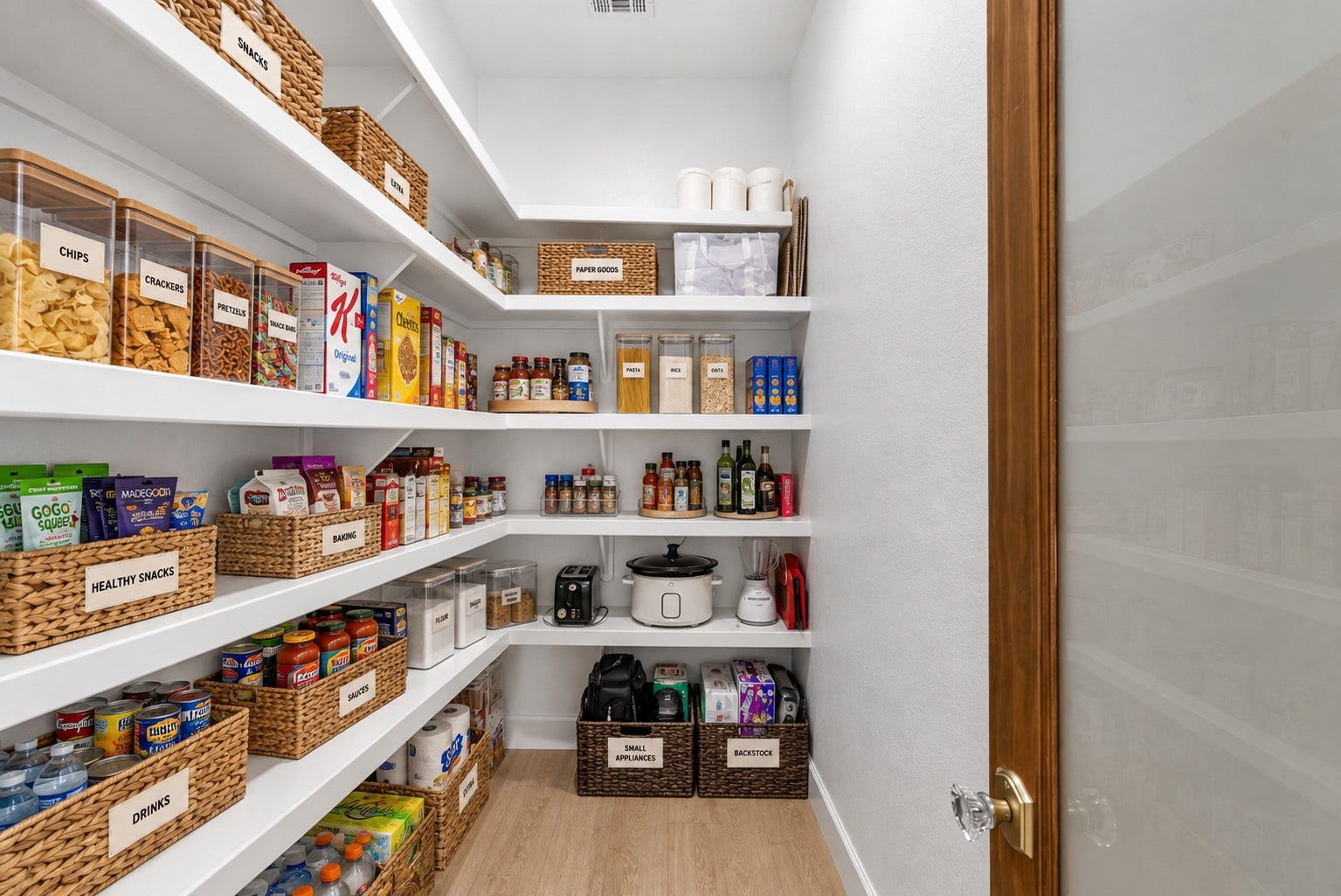 22694 Brook Forest Road, New Caney, TX 77357 Check out this HUGE walk-in pantry with custom shelving and storage for EVERYTHING!