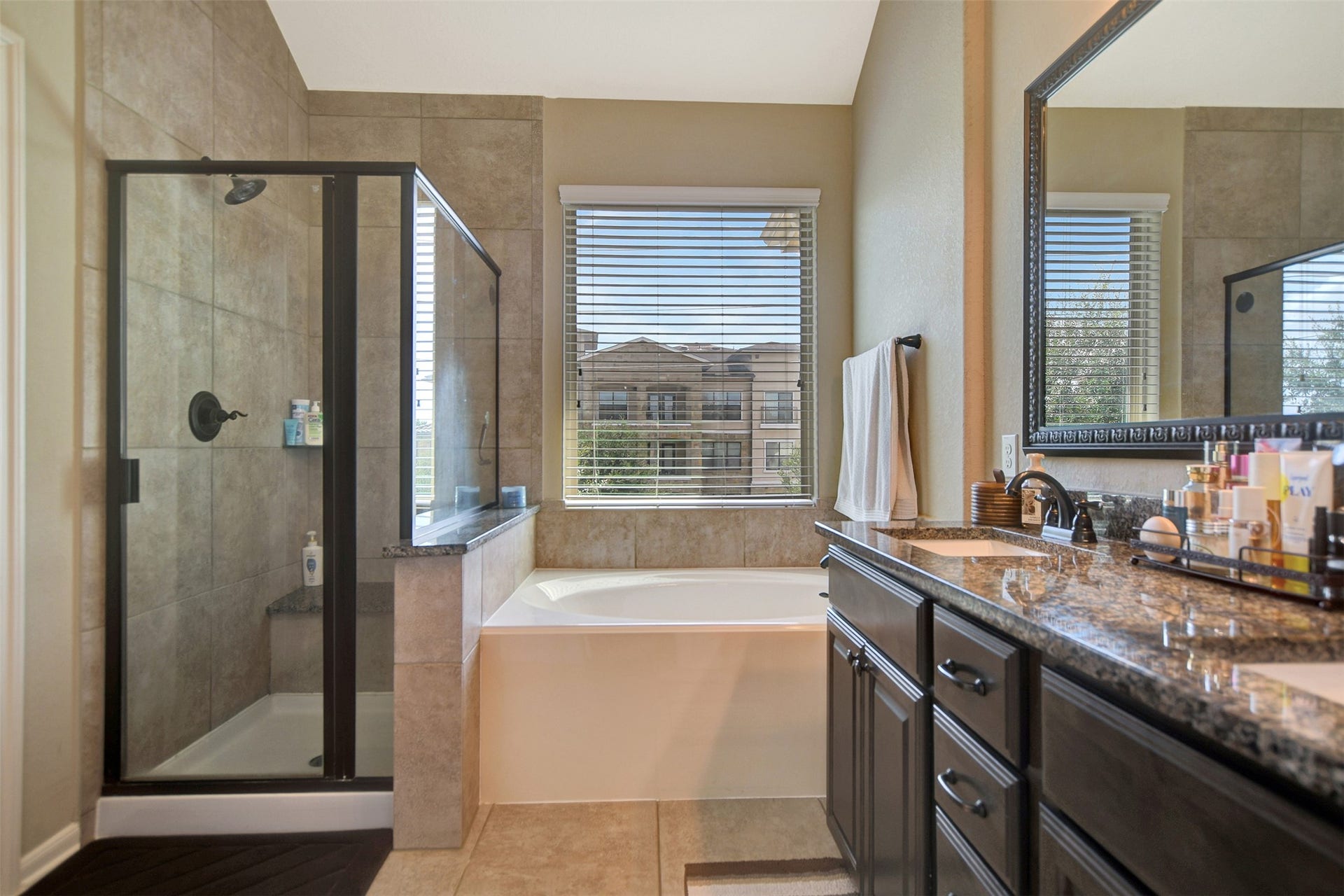 Separate shower and tub.