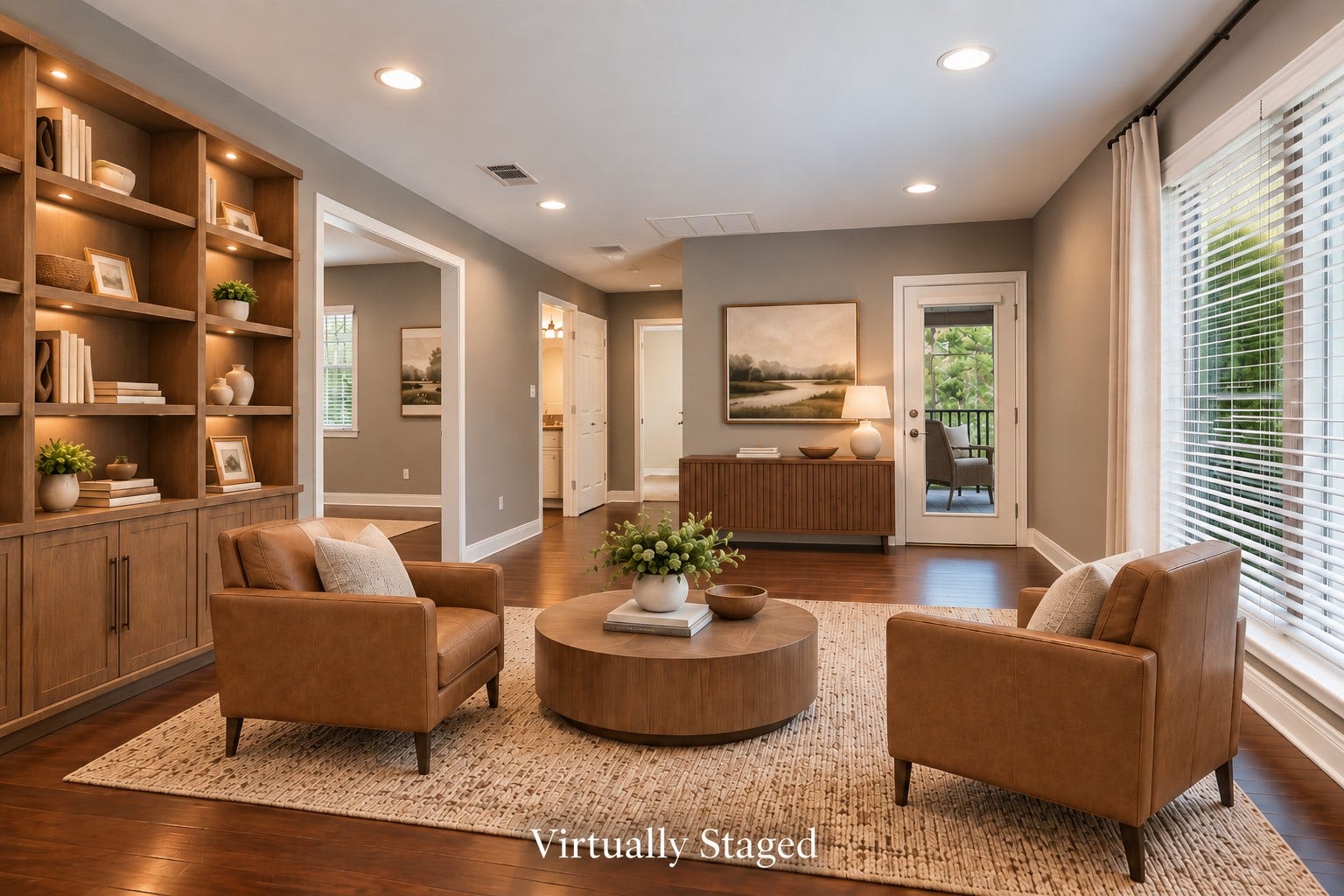 2713 N Logrun Circle, Spring, TX 77380 Virtually staged for your inspiration. Added by the current owners, this expansive Bonus Room offers exceptional flexibilityextended-stay guests, home office or business, homeschool or creative space, or simply another place to relax. Engineered wood floors, an adjoining private Office, oversized walk-in closet & access to the pool-view balcony add even more versatility.