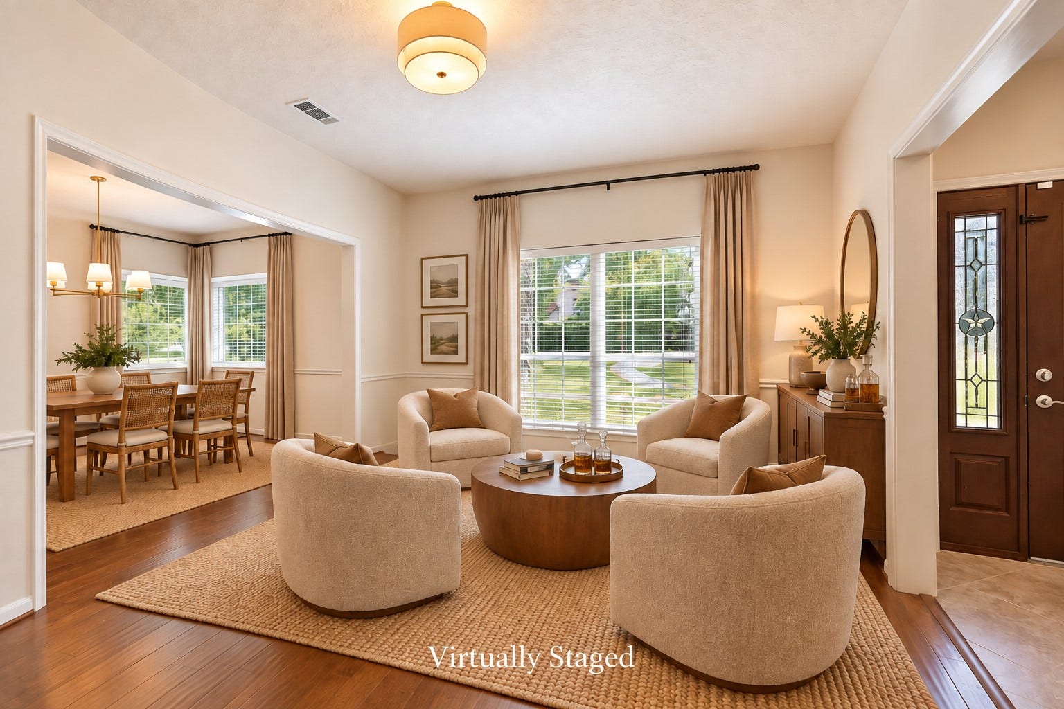 2713 N Logrun Circle, Spring, TX 77380 Virtually Staged for your inspiration. A fresh take on the Formal Living Roomcreate an intimate lounge for cocktails, conversation or game night, with a large window overlooking the front yard.