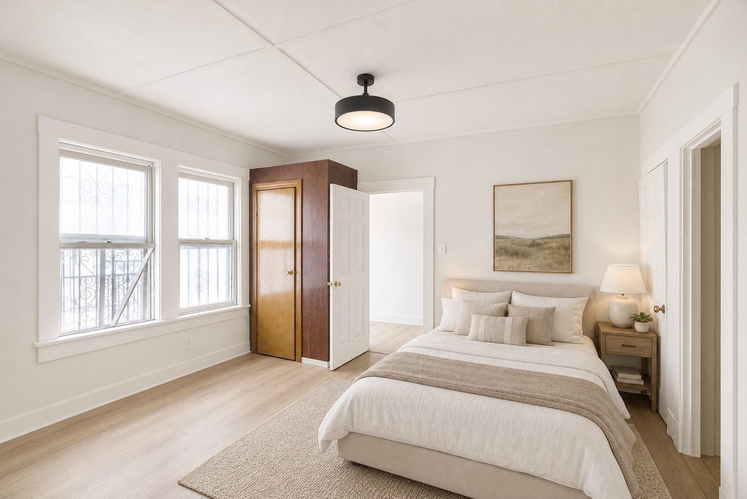 Fresh finishes make this bedroom feel calm and move-in ready.