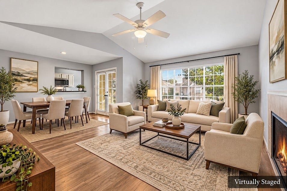 14600 Fonmeadow Drive, #1505, Houston, TX 77035 Living room and dining room (virtually staged)