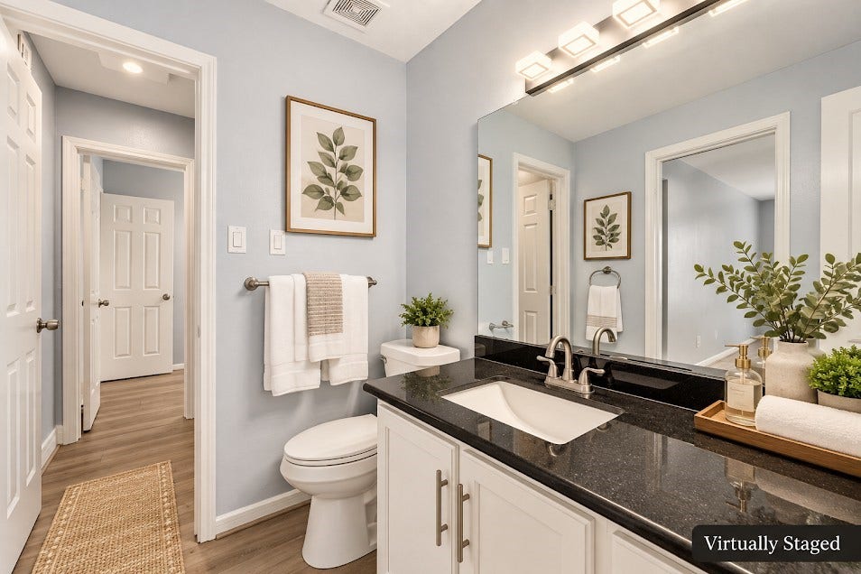 14600 Fonmeadow Drive, #1505, Houston, TX 77035 Master bathroom (virtually staged)