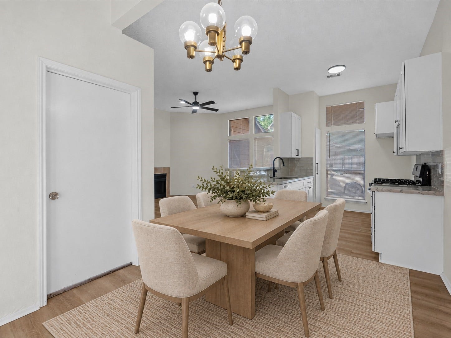 6338 Southwood Court N, Houston, TX 77035 Dining room area with exit to private patio. ** Virtually staged to show potential