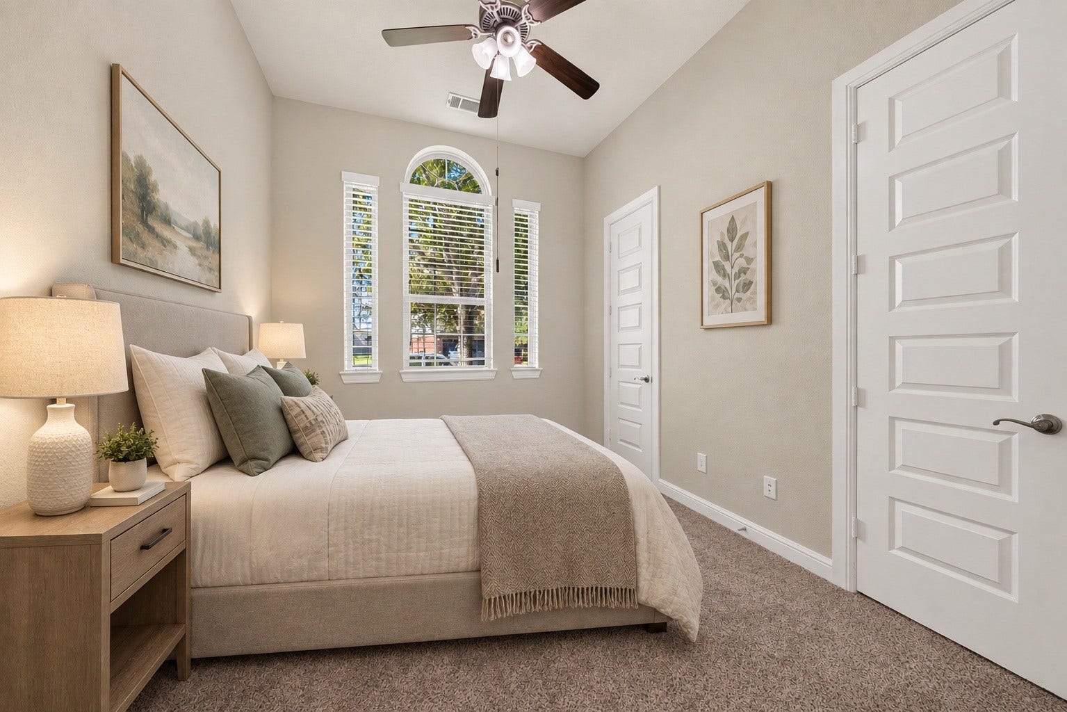 5811 Caper Shores Lane, Sugar Land, TX 77479 Comfortable second bedroom offering neutral finishes, plush carpeting, and great natural light. (Virtual staged)