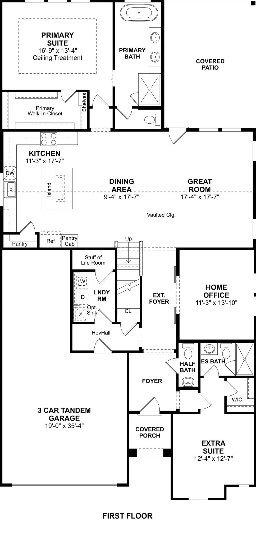 The El Paso floor plan by K. Hovnanian Homes. 1st Floor shown. *Prices, plans, dimensions, features, specifications, materials, and availability of homes or communities are subject to change without notice or obligation.