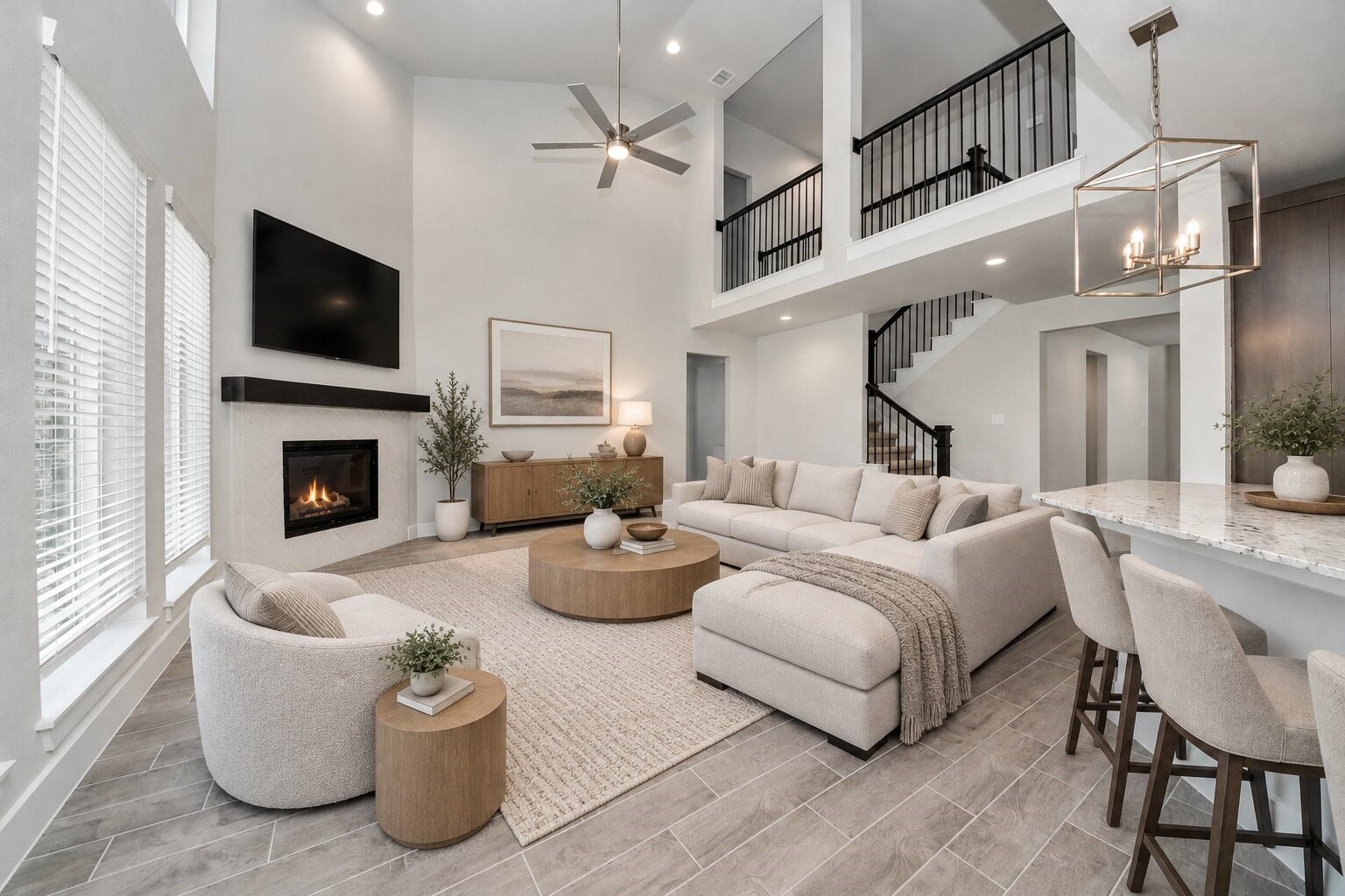 3213 Skerne Spring Drive, Spring, TX 77373 Virtuall Staged - Living Room. Sample photo of completed home with similar floor plan. Actual colors and selections may vary.