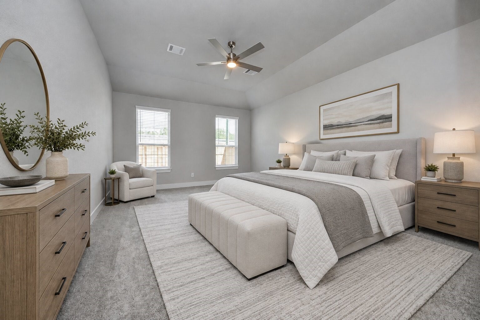 3213 Skerne Spring Drive, Spring, TX 77373 Virtually Staged - Primary Bedroom. Sample photo of completed home with similar floor plan. Actual colors and selections may vary.