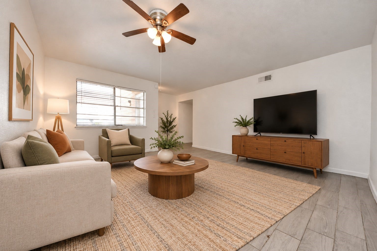 6200 W Tidwell Road, #703, Houston, TX 77092 Virtually staged living room.
