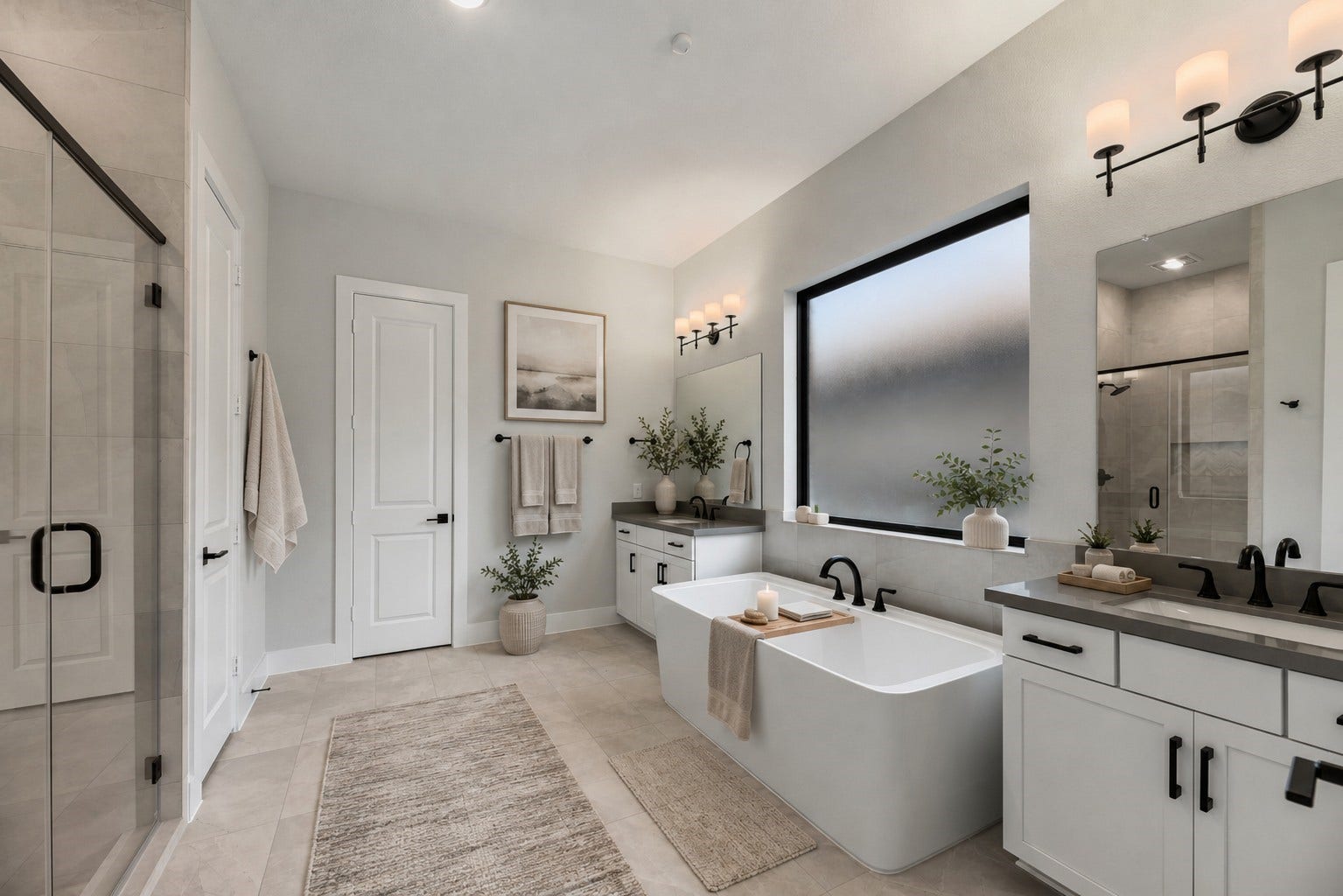 4439 Southpoint Way, Fulshear, TX 77441 The spa-like primary bathroom (virtually staged).