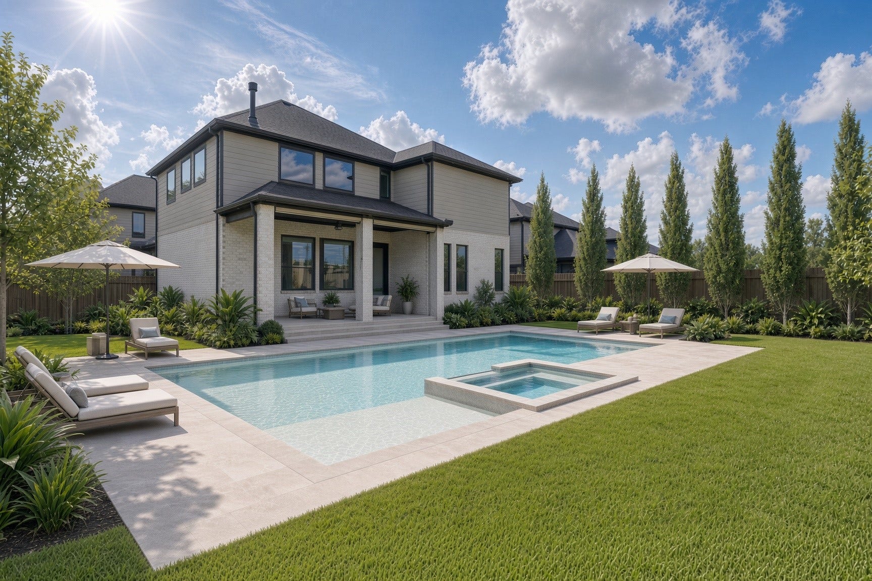 98 Dorado Drive, Friendswood, TX 77546 Virtual photo of a pool option - line drawing for a pool plan also available