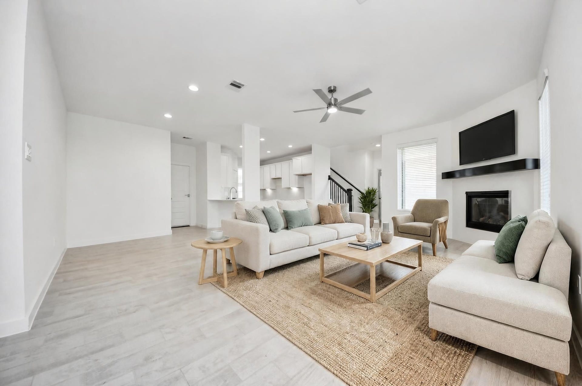 18551 Athena Flower Drive, Fresno, TX 77545 Virtually Staged - Living Room. Sample photo of completed home with similar floor plan. Actual colors and selections may vary.