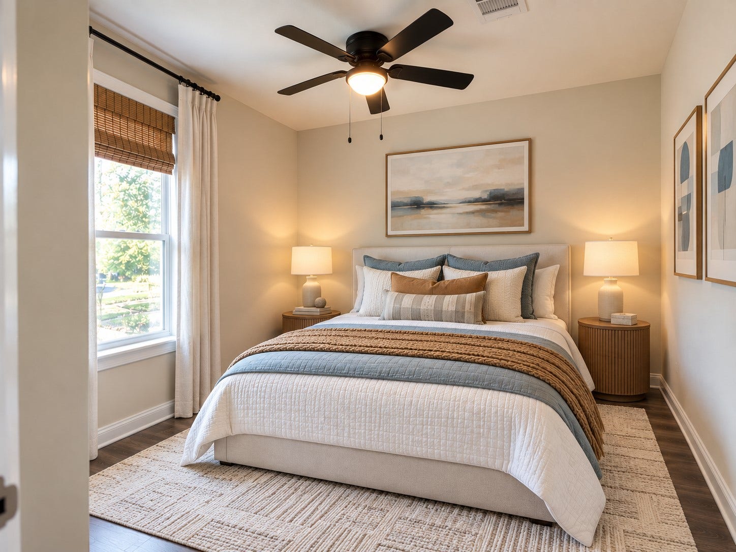Comfortable secondary bedroom with natural light and flexible space for guests, family, or a home office. This photo is virtually staged.
