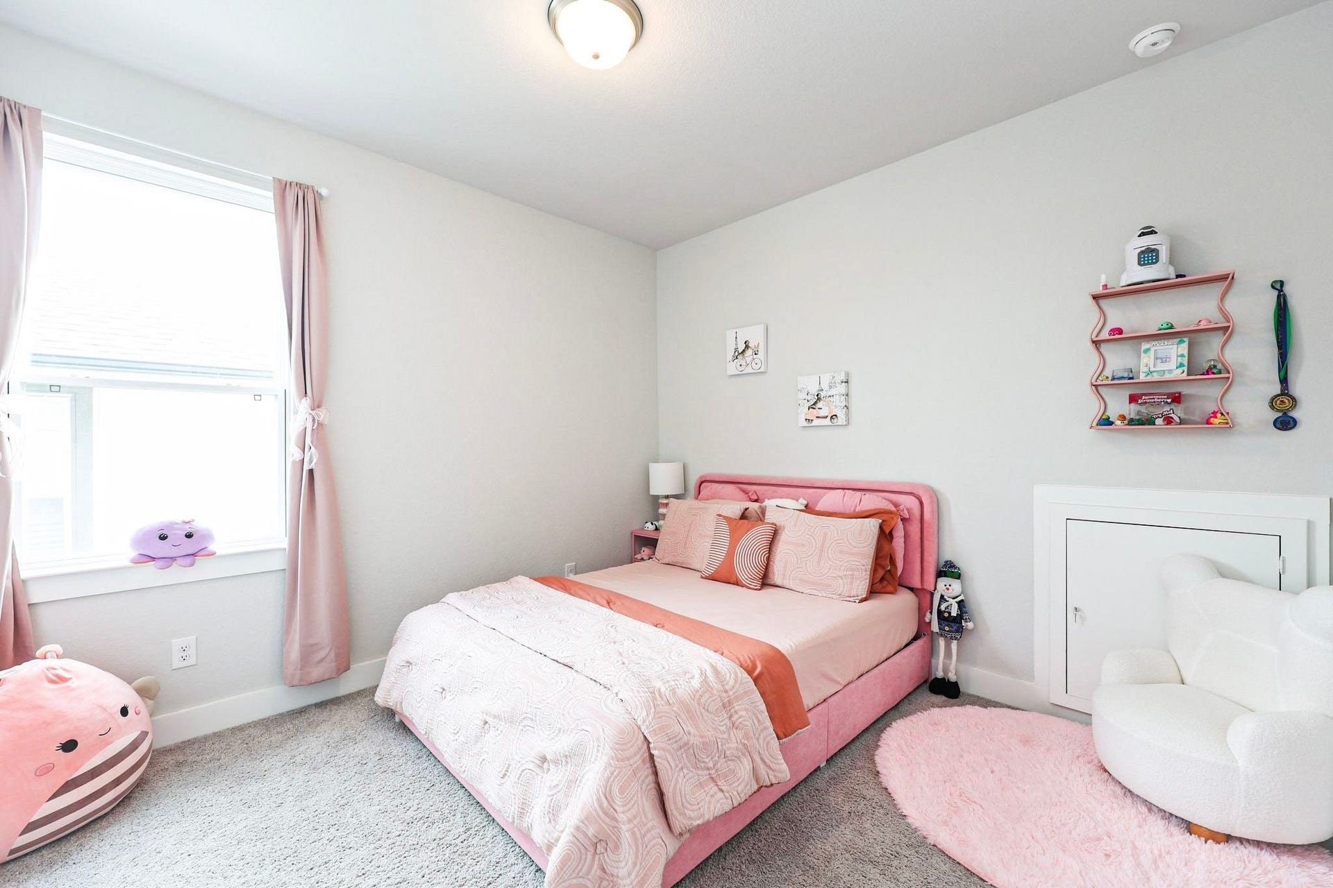 29651 Bur Creek Lane, Fulshear, TX 77441 4th bedroom upstairs with large windows create an inviting atmosphere and room has access to attic crawl space to extra storage.