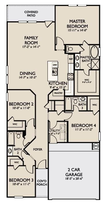 2459 Solaris Bend Drive, Katy, TX 77493 The Hamilton floor plan features 4 bedrooms, 3 full baths and over 1,800 square feet of living space.