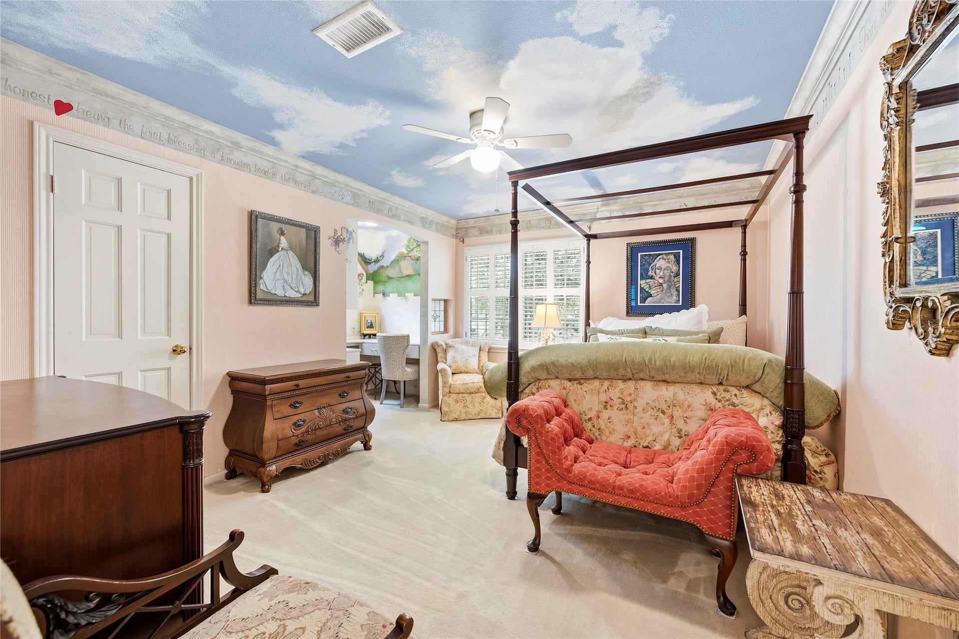 13131 Holston Hills Drive, Houston, TX 77069 Charming secondary bedroom with plush carpet, large closet, and a bonus nook.