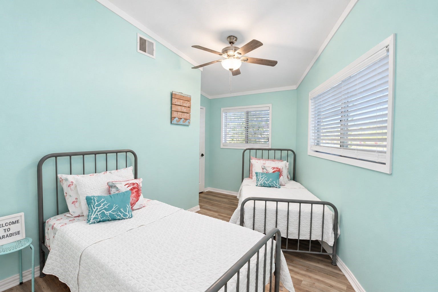 190 Barracuda, Bayou Vista, TX 77563 This back bedroom over looking driveway has a unqie shape but large enough for 2 twin beds