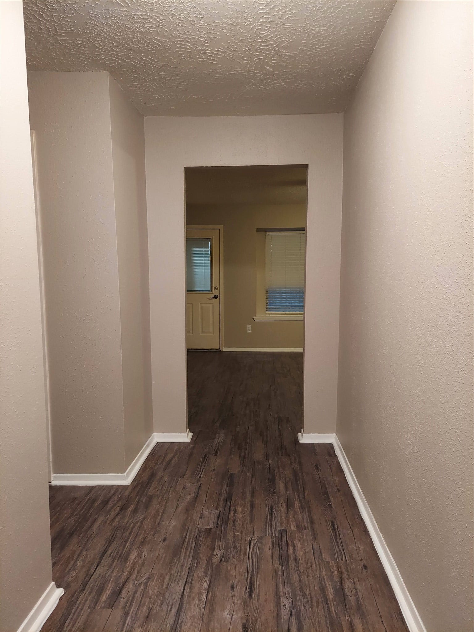 3878 Laura Leigh Drive, Friendswood, TX 77546 Inviting hallway featuring elegant wood flooring, leading to a cozy living space with natural light.