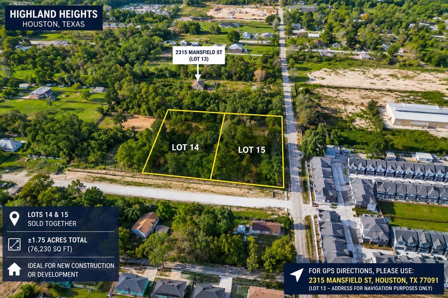 Property photo for lot 14 and 15 Mansfield Street, Houston, TX