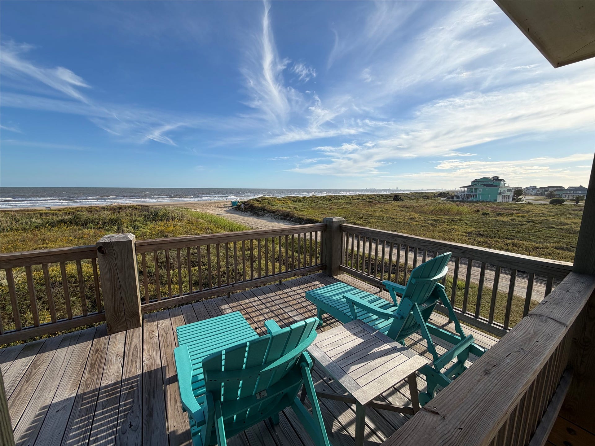 715 Magnolia Lane, Port Bolivar, TX 77650 View from seating area towards the Gulf