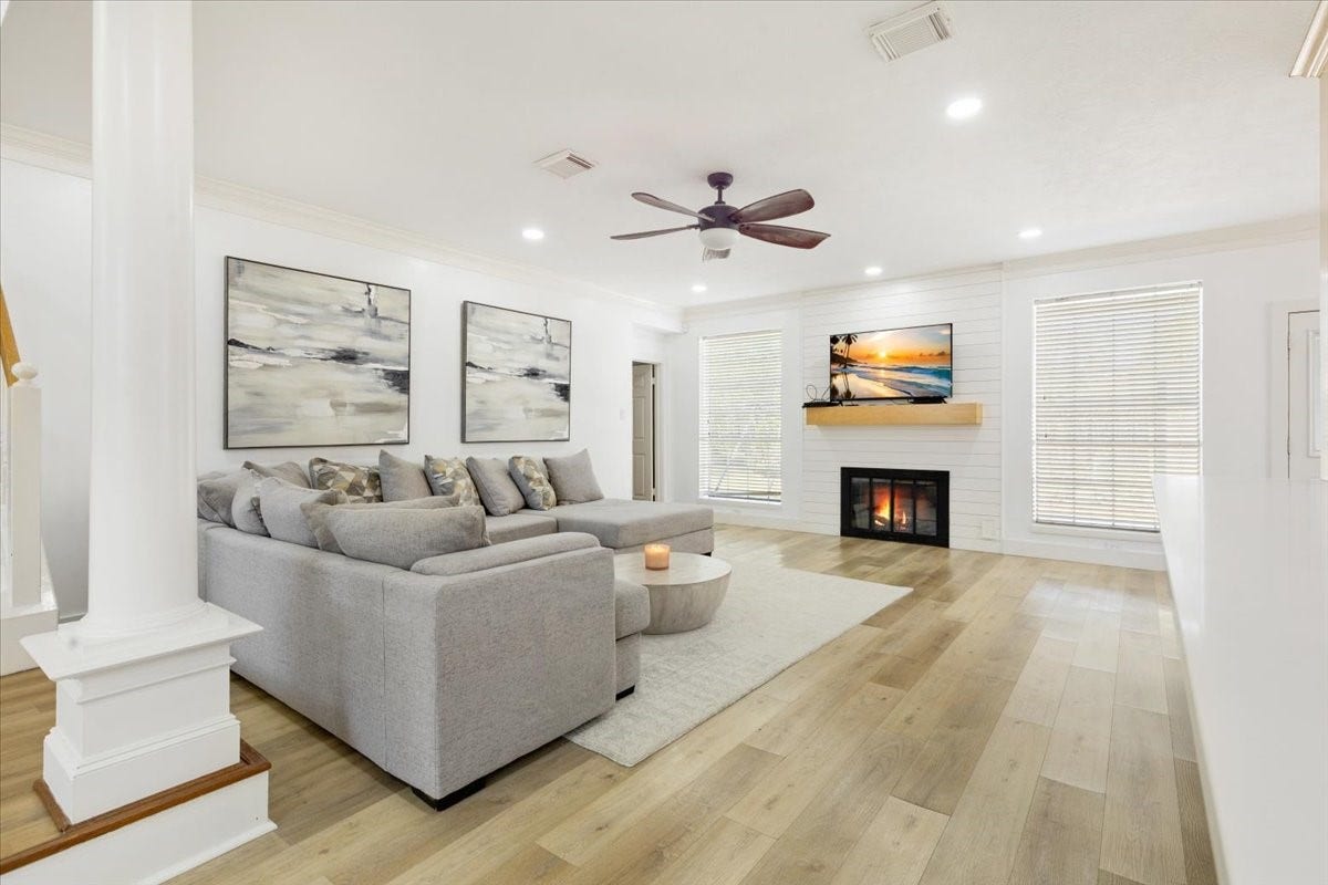 Living room with fireplace