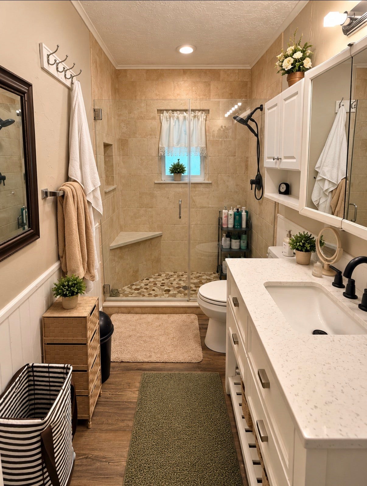 14440 Lakecrest Drive, Splendora, TX 77372 Bath:
Updated bathroom featuring a large walk-in shower, vanity, and ample storage.