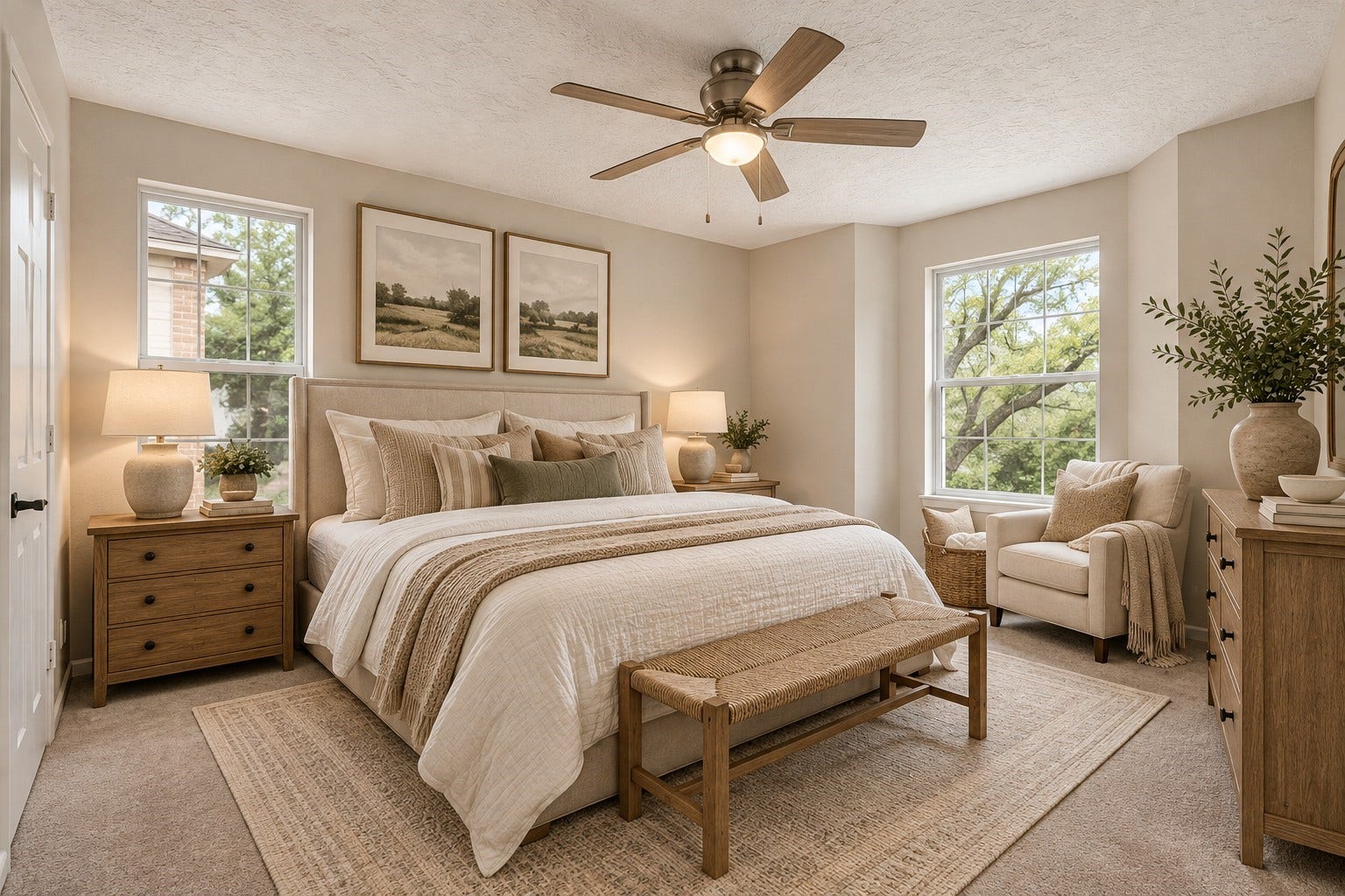 8051 Bay Branch Drive, #423, The Woodlands, TX 77382 Bedroom one-virtually staged