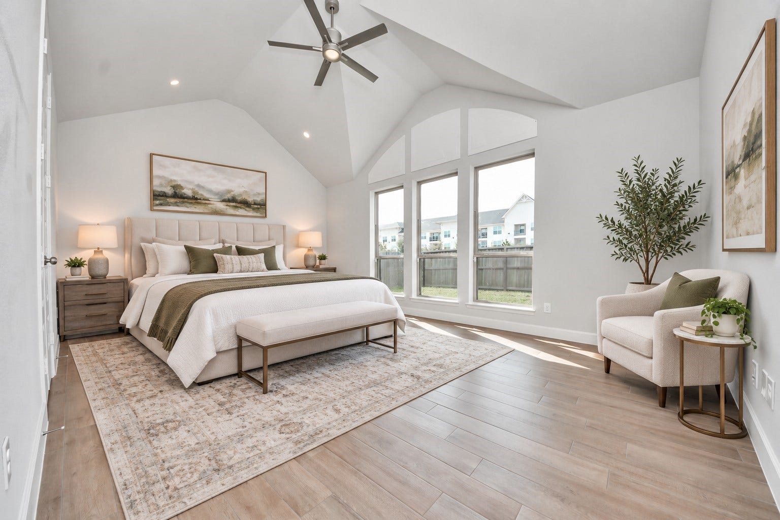 24319 Norwood Groves Drive, Richmond, TX 77469 Spacious primary bedroom overlooking the private backyard.**Virtually staged