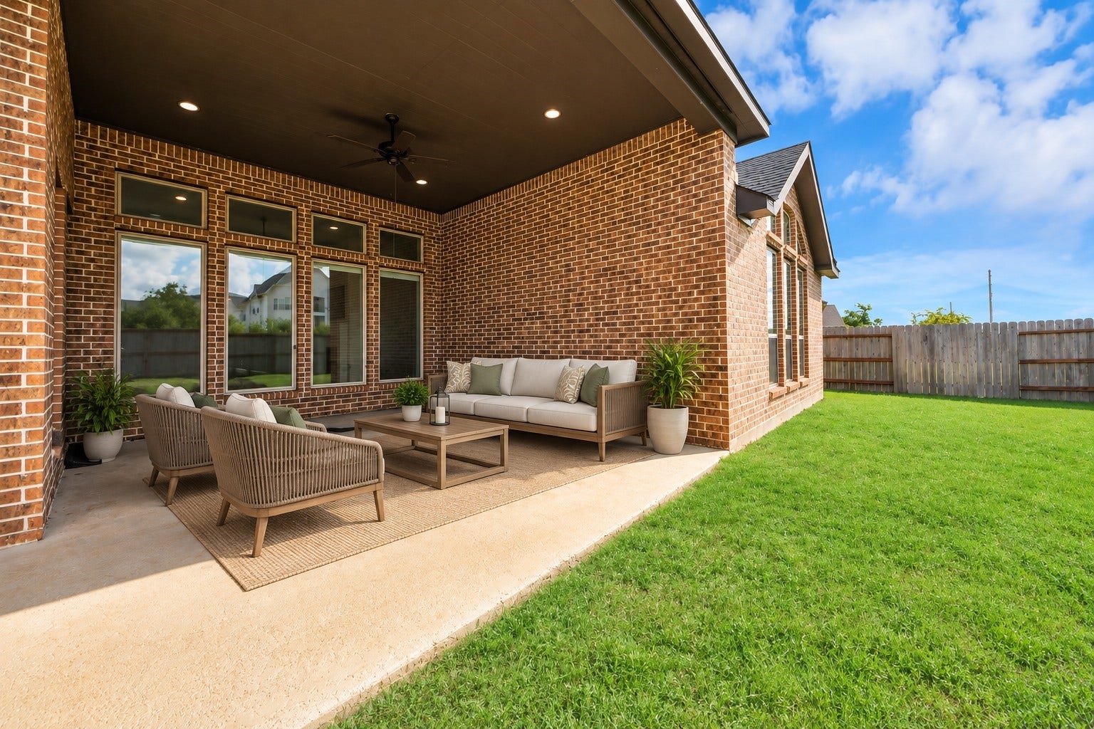 24319 Norwood Groves Drive, Richmond, TX 77469 Virtually staged covered patio.