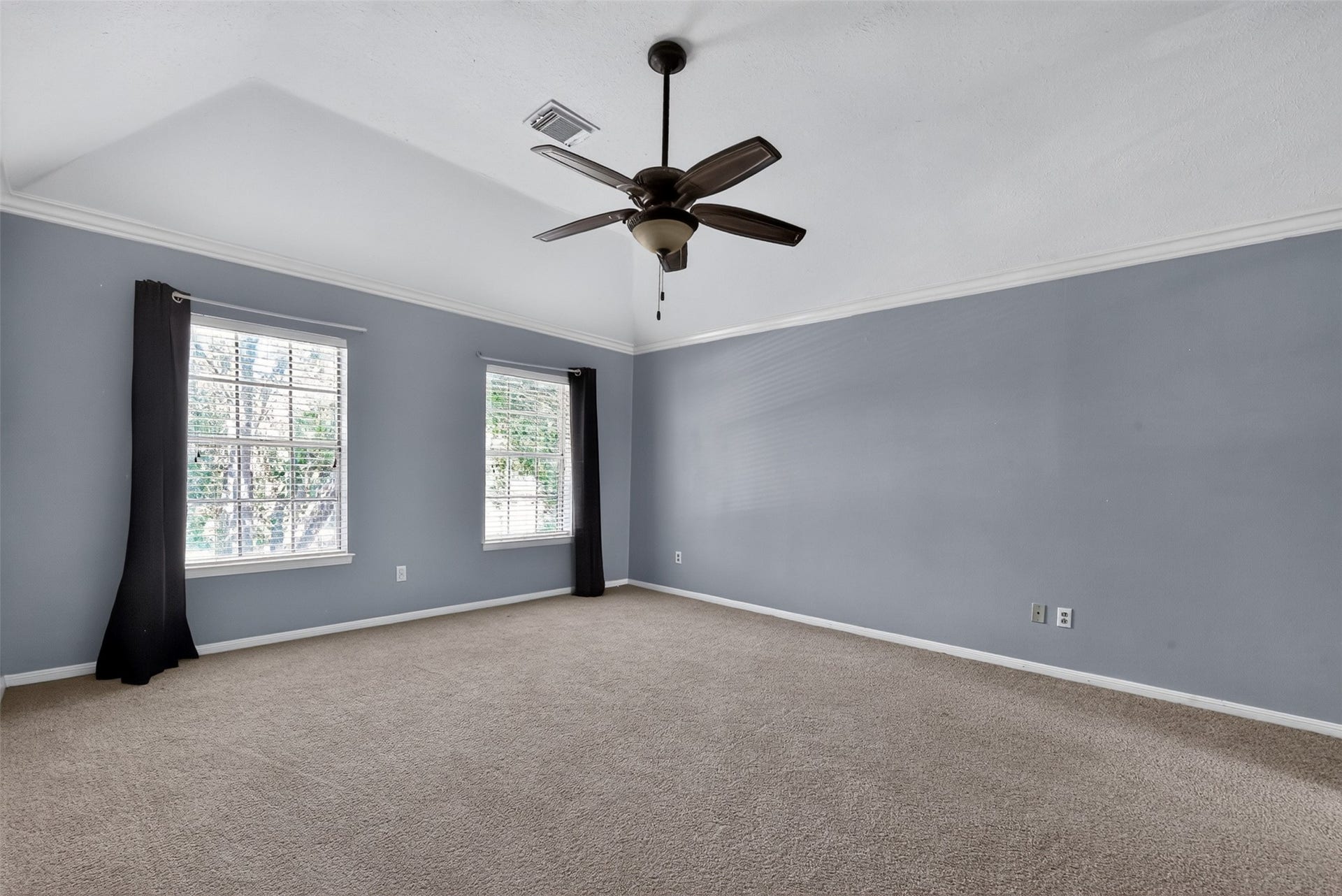 The primary bedroom is to the left upstairs.