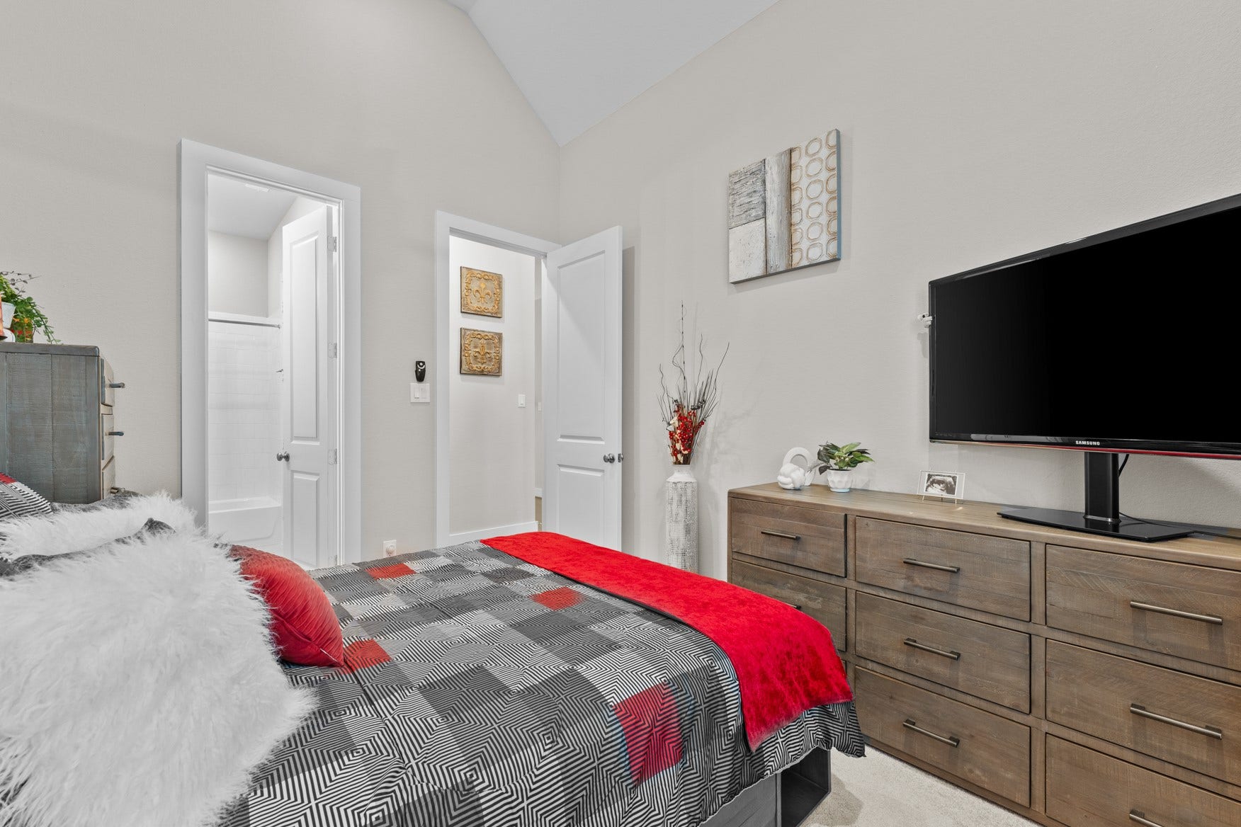 2214 Almond Creek Lane, Fulshear, TX 77423 Guest suite with a peek into the ensuite bathroom.