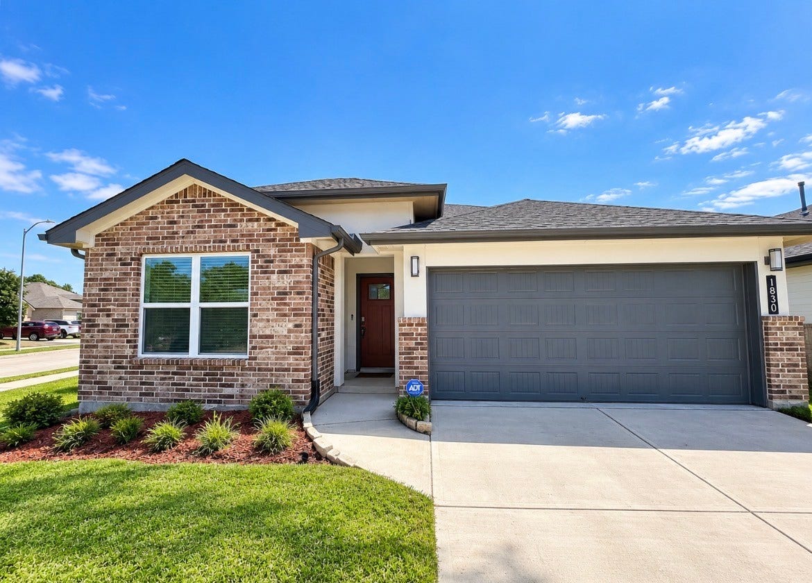 Beautiful 4-bedroom corner lot home features a welcoming brick exterior, well maintained landscaping, and great curb appeal.