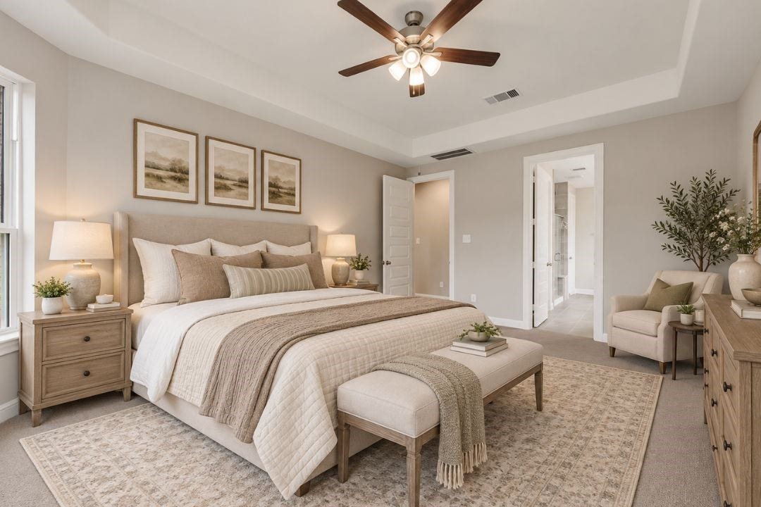 4510 Shaded Arbor Way, Sugar Land, TX 77479 4th Room with ceiling fan, large windows, and ample space for bedroom furnishings. This image has been virtually staged for illustrative purposes.