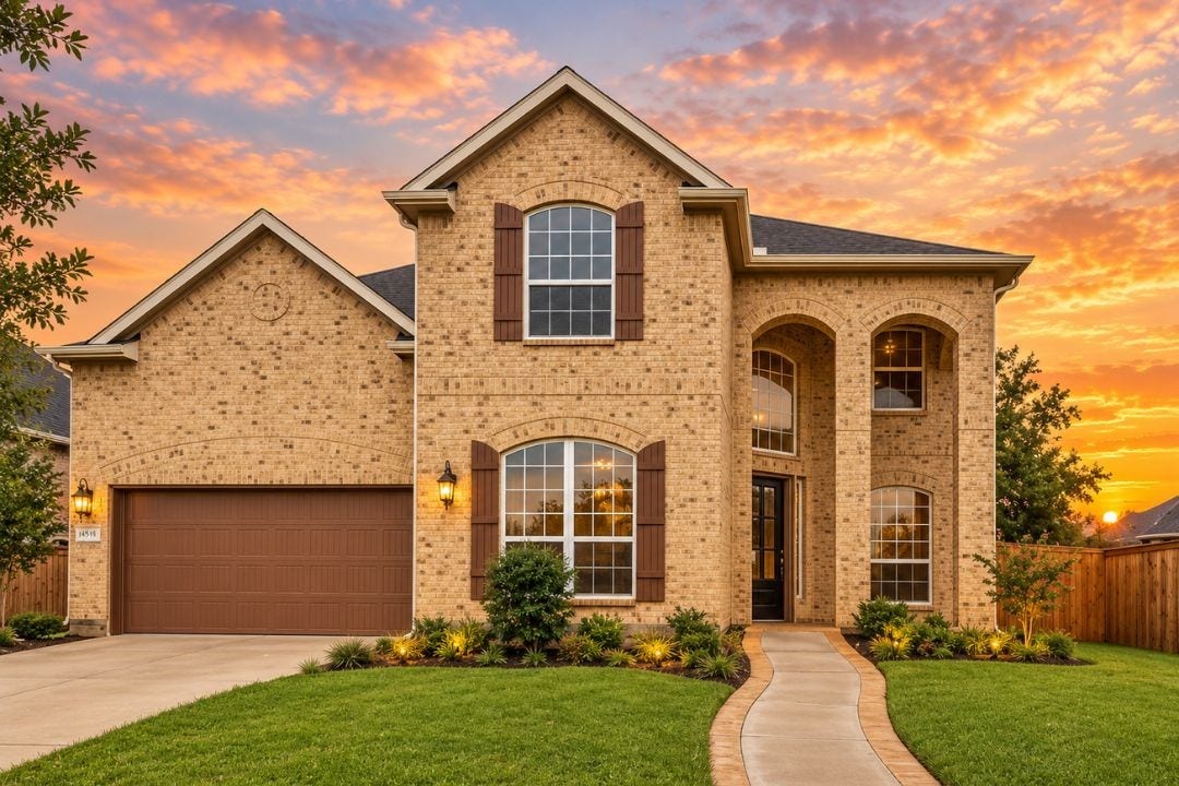 4510 Shaded Arbor Way, Sugar Land, TX 77479 Beautiful two-story brick exterior featuring a covered entry, two-car garage, manicured landscaping, and inviting curb appeal. This image has been virtually staged for illustrative purposes.