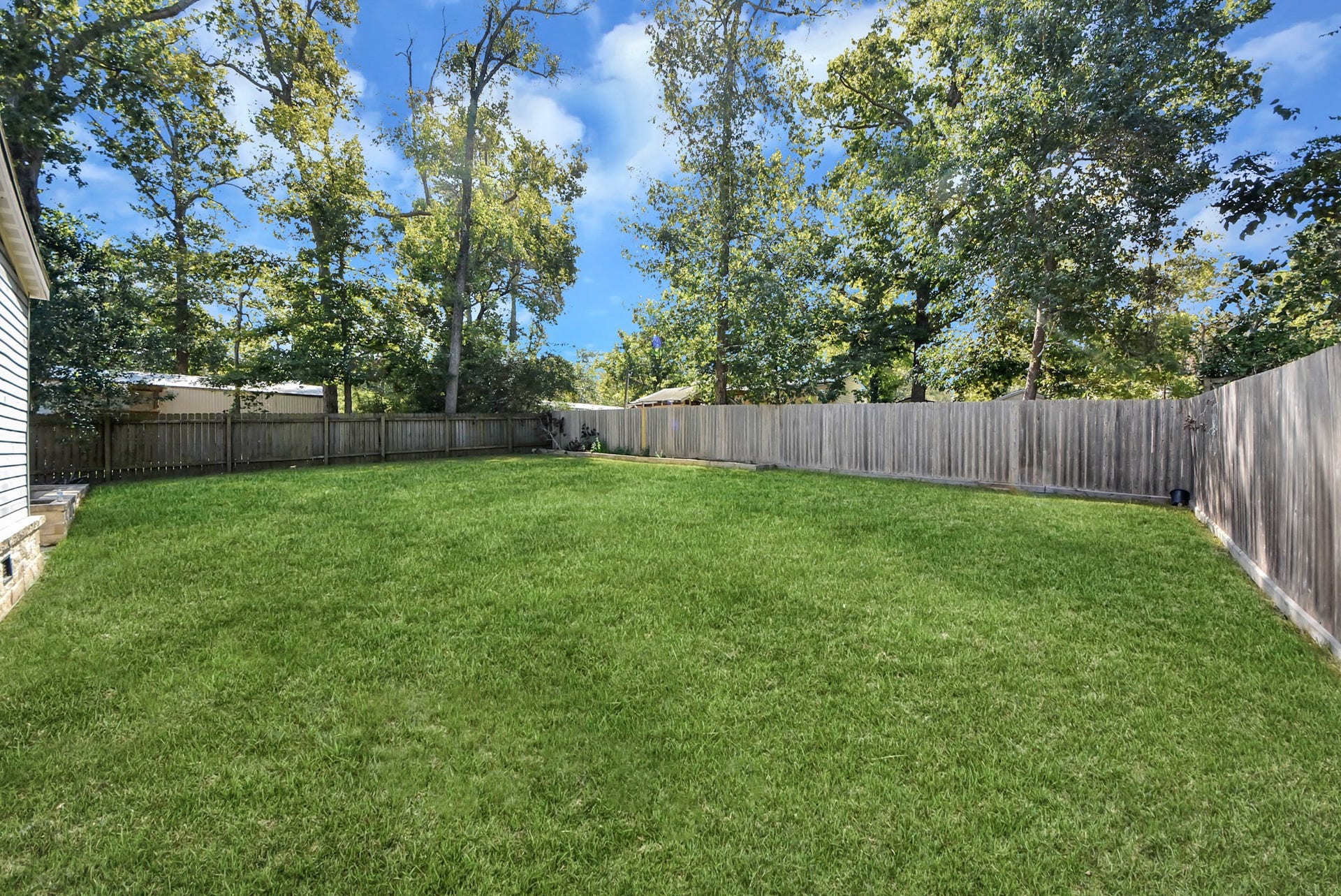 12565 Royal Green Drive, Conroe, TX 77303 Spacious backyard with lush greenery.