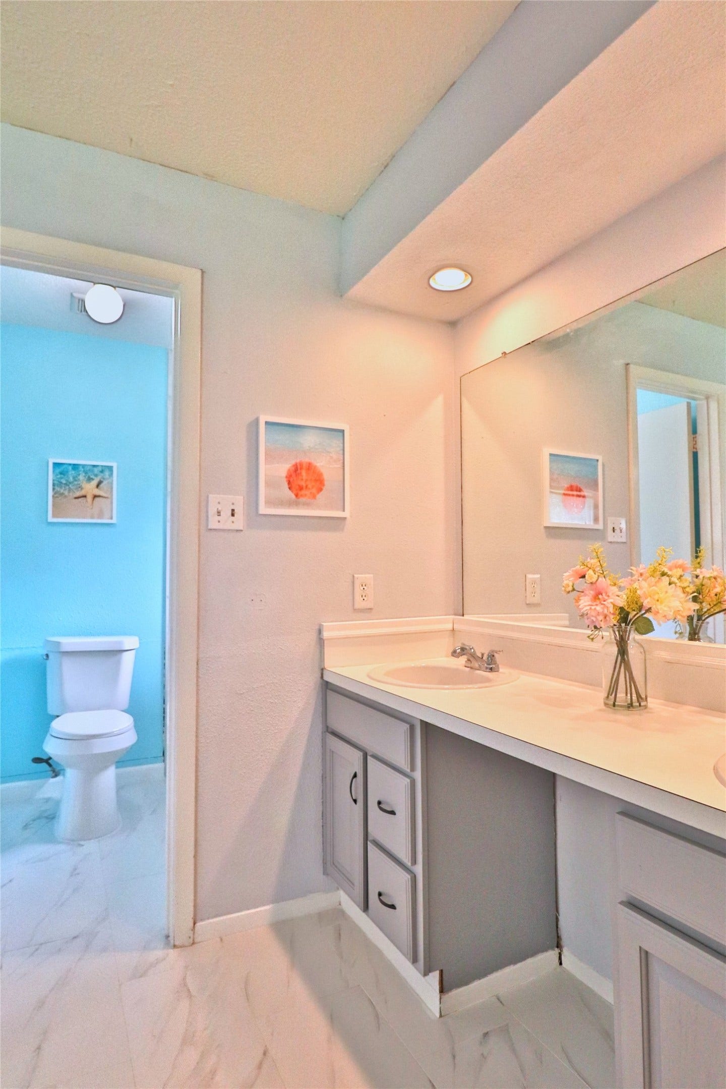newly updated primary bath with new tile and tub