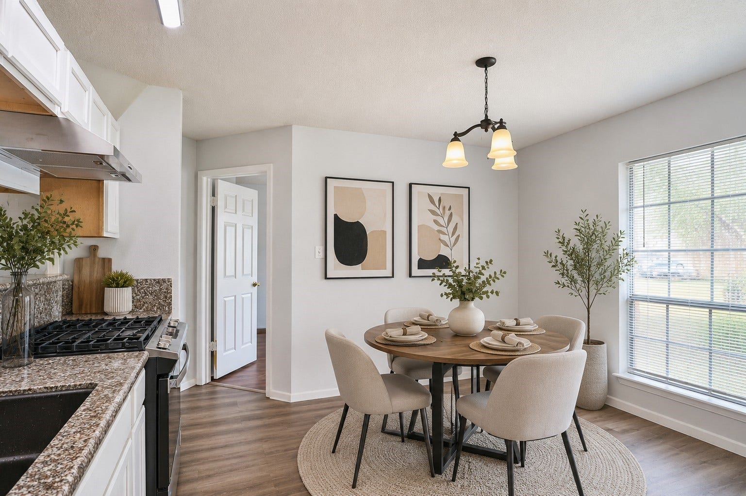 virtually staged dinning area