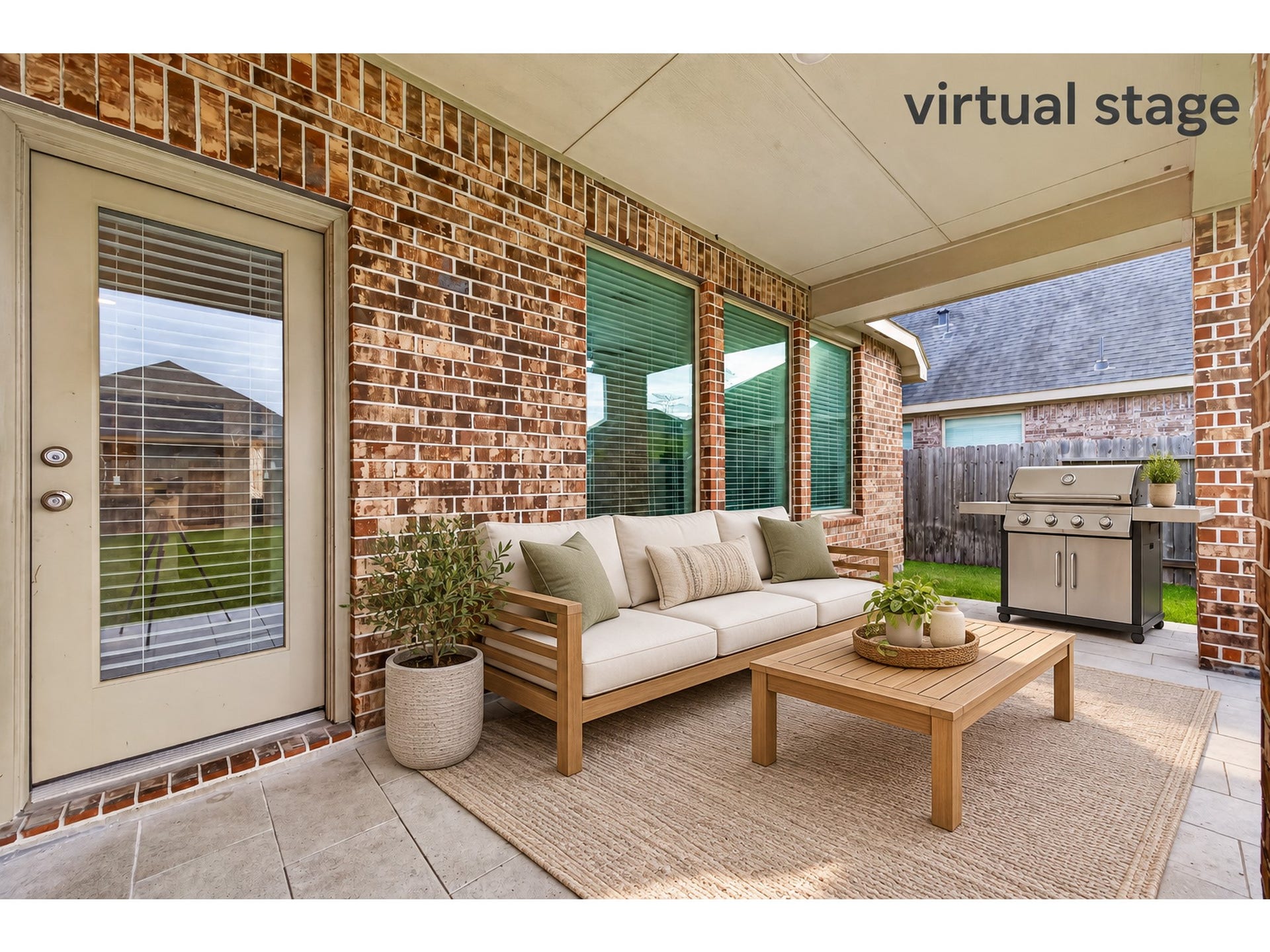 19711 Lakeside Pointe, Richmond, TX 77407 Picture slow mornings and relaxed evenings on this covered patio, staged to showcase its potential for comfortable seating and outdoor entertaining