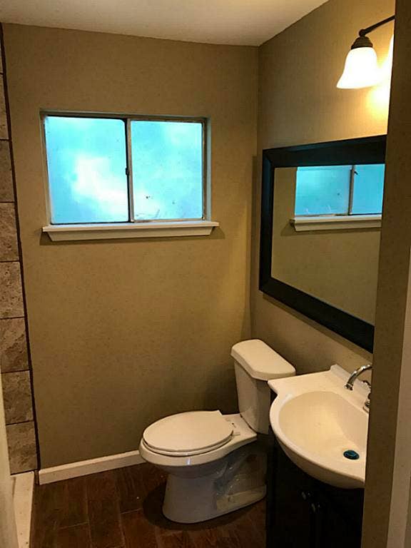 Large mirror in bathroom