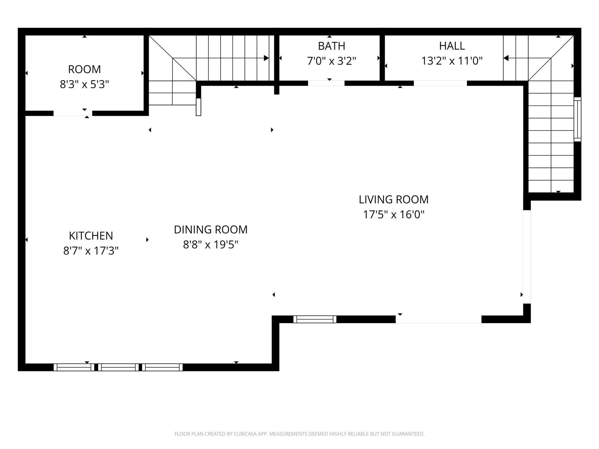 1603 W 25th Street, Houston, TX 77008 Second-floor plan featuring the open-concept kitchen, dining room, living room, and powder bath.