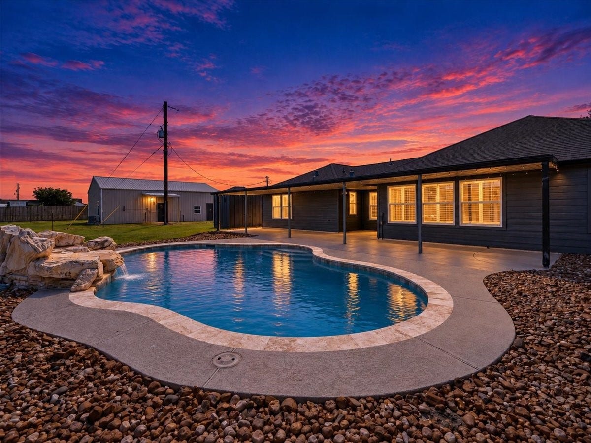 Private pool with waterfall