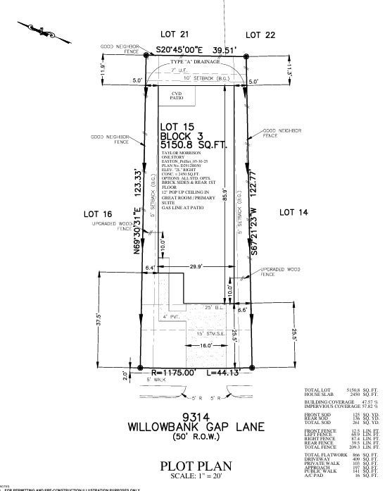 9314 Willowbank Gap Lane, Cypress, TX 77433 9314 Willowbank Gap Lane Preliminary Plot Plan