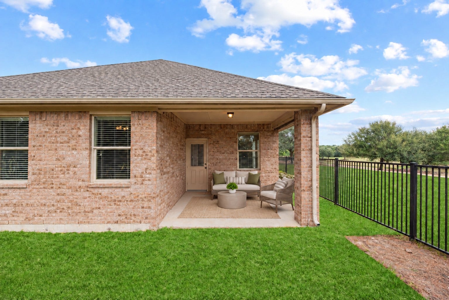18803 Cove Mill Lane, Cypress, TX 77433 Cozy covered back patio with room for your outdoor living set.
