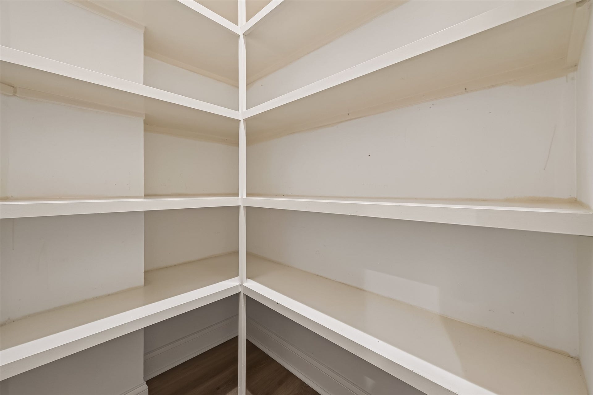 2002 Thorncrest Court, Sugar Land, TX 77479 Spacious walk-in pantry with multiple built-in shelves, perfect for organized storage.