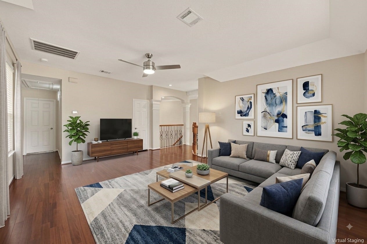 2002 Thorncrest Court, Sugar Land, TX 77479 Same space Virtually Furnished Upstairs Living area.