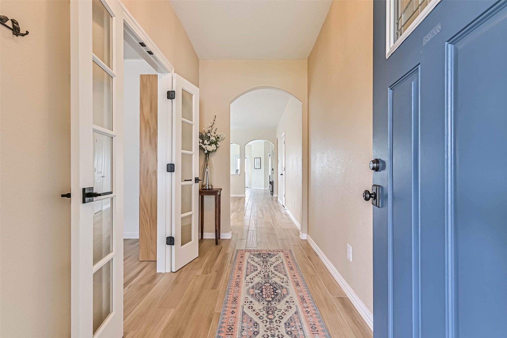 Main entrance to the house with office to the left.