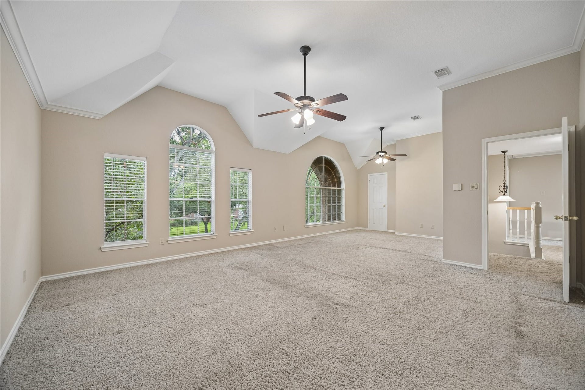16715 Colony Terrace Drive, Sugar Land, TX 77479 And now upstairs to the private 4 bedrooms! This is the massive primary retreat. The extra sitting room area has the closet that you can see. It was used as a nursery, and then an office. Workout equipment could go there as well. It's the first bedroom you come to at the top of the stairs that you see there.